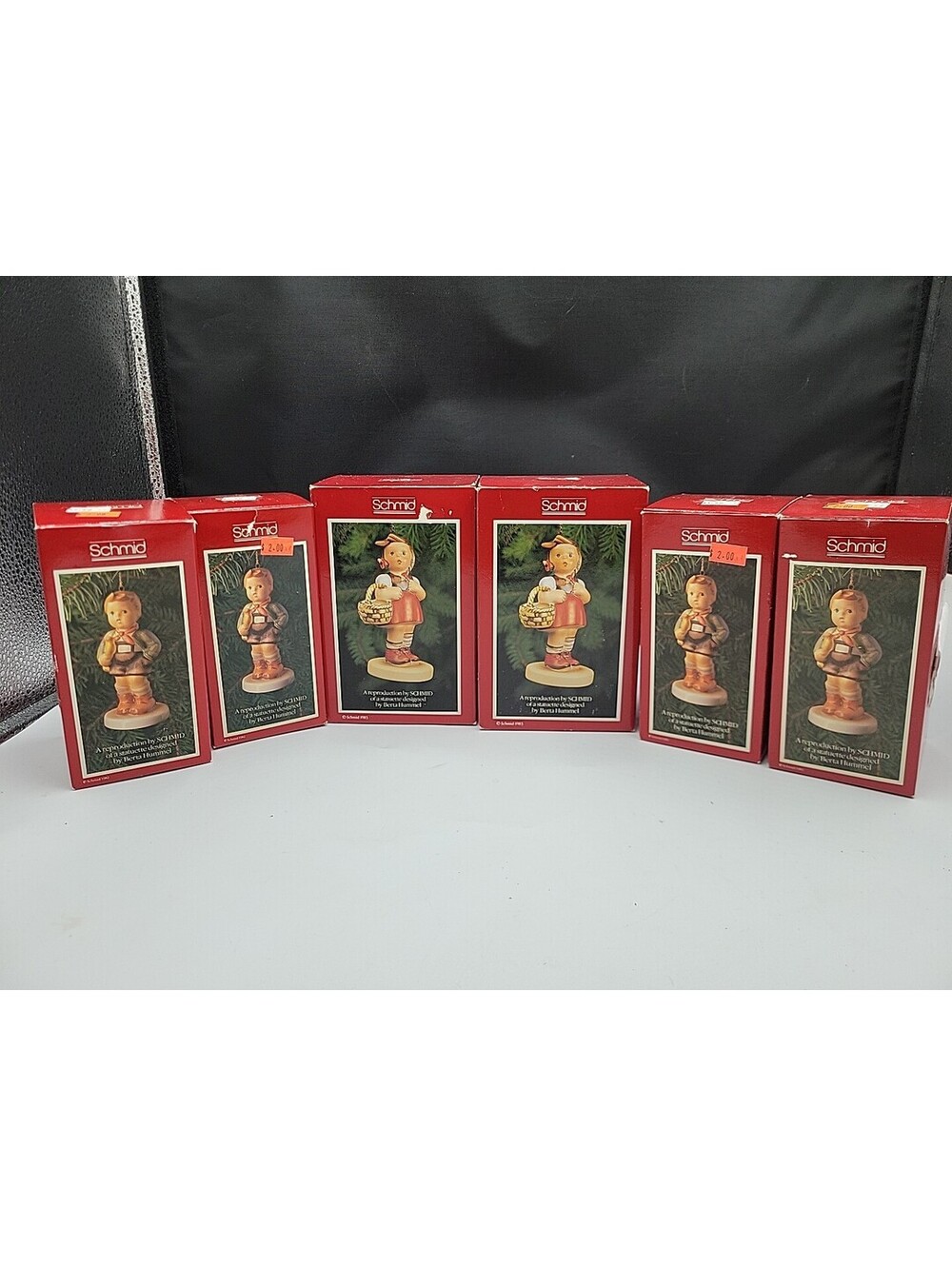Lot of 6 Schmid Berta Hummel Christmas Ornaments In Box Vintage 1983